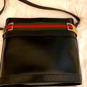 Gucci Sherry Black/Red/Green stripe crossbody
